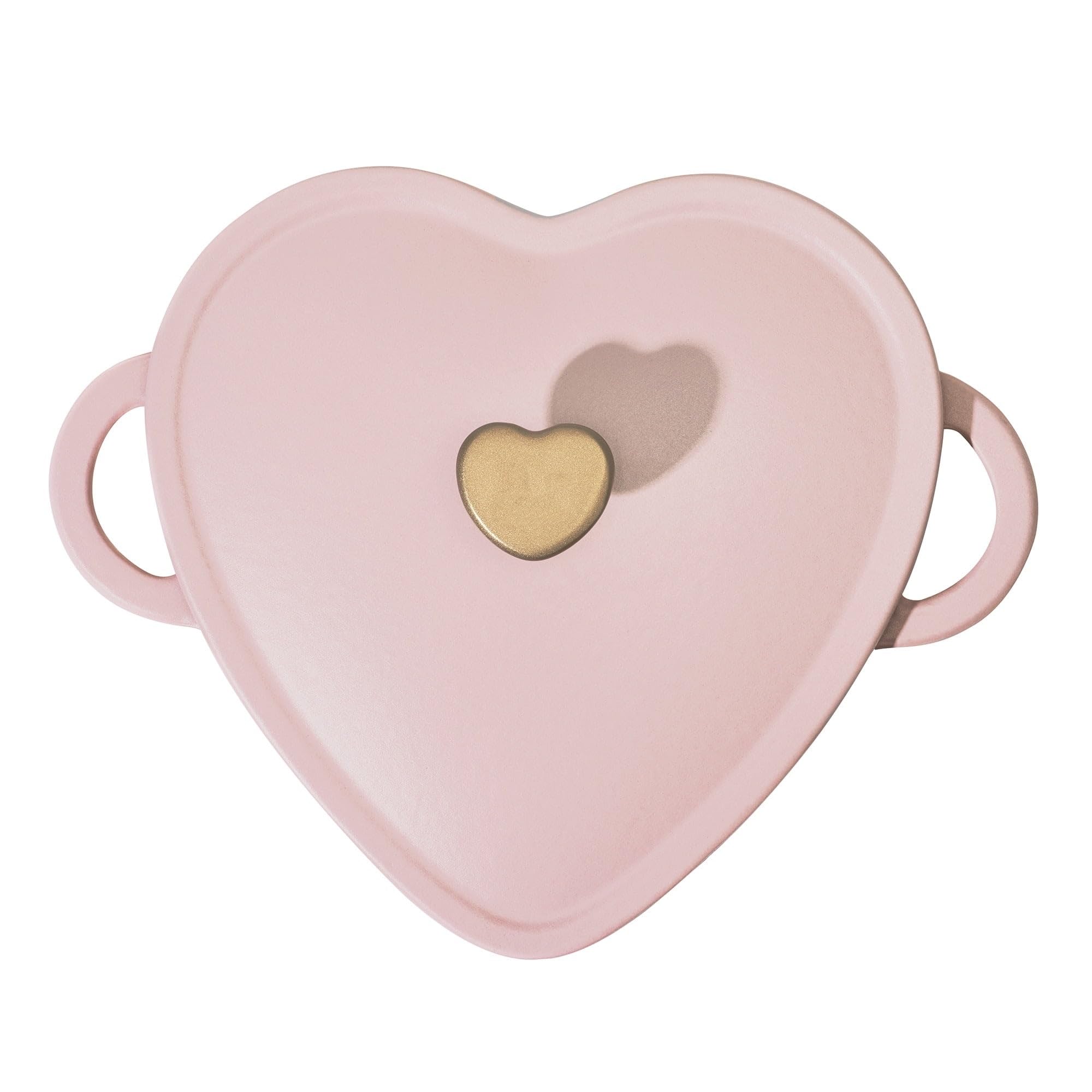 Beautiful 2-Quart Cast Iron Heart Dutch Oven, Pink Champagne, Drew Barrymore