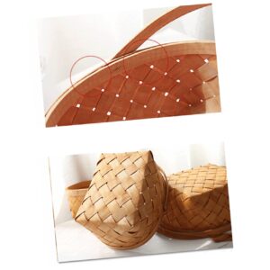 Parliky Wooden Easter Basket Natural Rattan Basket Houseware Storage Basket Wicker Woven Basket Flower Basket Storage Baskets Wood Chip Woven Woodchip Basket Baby Bamboo Storage Box Boy