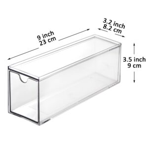 Youngever 3 Drawers Plastic Kitchen Pantry Stackable Storage Organizer, Plastic Tea Packet Organizers, Stackable Tea Bag Holder, 9" x 3" x 3.5"