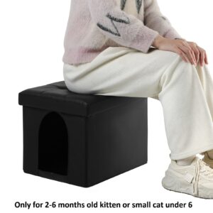 MEEXPAWS Cat Litter Box Enclosure Furniture Hidden for Small Cat, Cat Washroom Bench Cabinet |16 x 12x13 in| Dog Proof | Waterproof Inside | Easy Clean Assembly | Odor Control | Litter Box Not Include