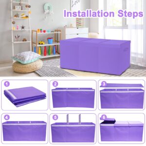 Pantryily Extra Large Toy Box for Girls Boys - Collapsible Toy Chest Boxes Organizers and Storage for Nursery,Playroom,Office (Violet) 35.8"x12.6"x16"