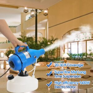 Electric ULV Portable Fogger Sprayer Atomizer Mist Cold Fogger Machine with 30ft Spraying Distance for Home,Hotel,Church,School,Lawn and Garden （4.5L,1.2 Gallon)