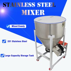 HQHAOTWU 201 Stainless Steel Feed Mixer Vertical Granular Plastic Mixing Machine for Animal Feed Mixing and Stirring 75KG/165LBS Capacity Stirrer 3KW 1720r/min