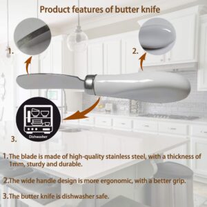 uproll Butter Knife Spreader Set, Multi-Purpose Cheese Spreader Knives for Butter, Cheese, Peanut, Toast, Cakes, Desserts, Stainless Steel Blades, Ergonomic Handle