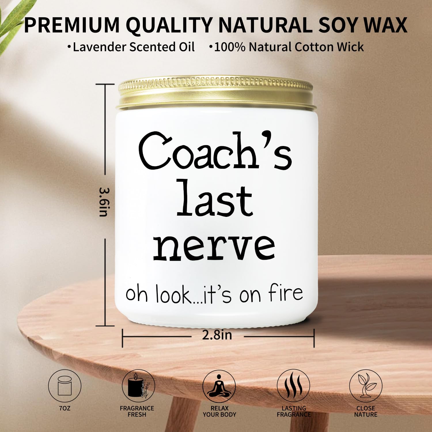 Coach Candle Funny Coach Gifts for Women Men for Mothers Day from Student - 7oz Coach’s Last Nerve Lavender Scented Soy Candle - Unique Birthday Christmas Gifts for Coach Female Male