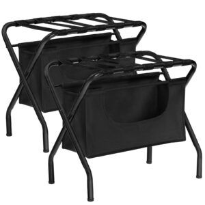 hoobro luggage rack with laundry bag, pack of 2, folding suitcase stand for guest room, 26.8" l x 15" w x 22" h, suitcase holder with oxford bag, cloakroom, bedroom, hotel, black bk06xlp201g1