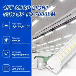 XLNYUUI Led Shop Lights, 4FT LED Shop Light 50W 6500K 7000LM Cool White,4 Foot Led Shop Lights,Led Shop Lights for Workshop 4ft,Led Lights Garage Ceiling,Plug in Led Shop Light for Warehouse(2-Pack)