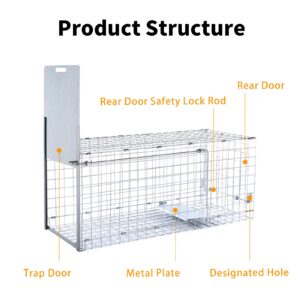 42" Large Humane Live Animal Trap,Collapsible Large Animal Catcher Cage,Cage Traps for Large Dogs up to 38 pounds,Foxes,Coyotes,Bobcat,Similar Sized Animals