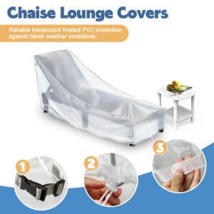 IndigoTempest9 Patio Chaise Lounge Covers, PVC Outdoor Furniture Covers, Pool Lounge Chair Cover, 2 Pack (Frosted, 76L x 32W x 32H inches)