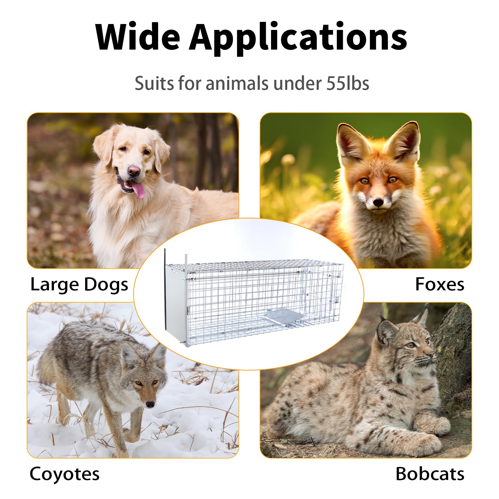 57" Large Humane Live Animal Trap,Collapsible Large Animal Catcher Cage,Cage Traps for Large Dogs up to 55 pounds,Foxes,Coyotes,Bobcat,Similar Sized Animals