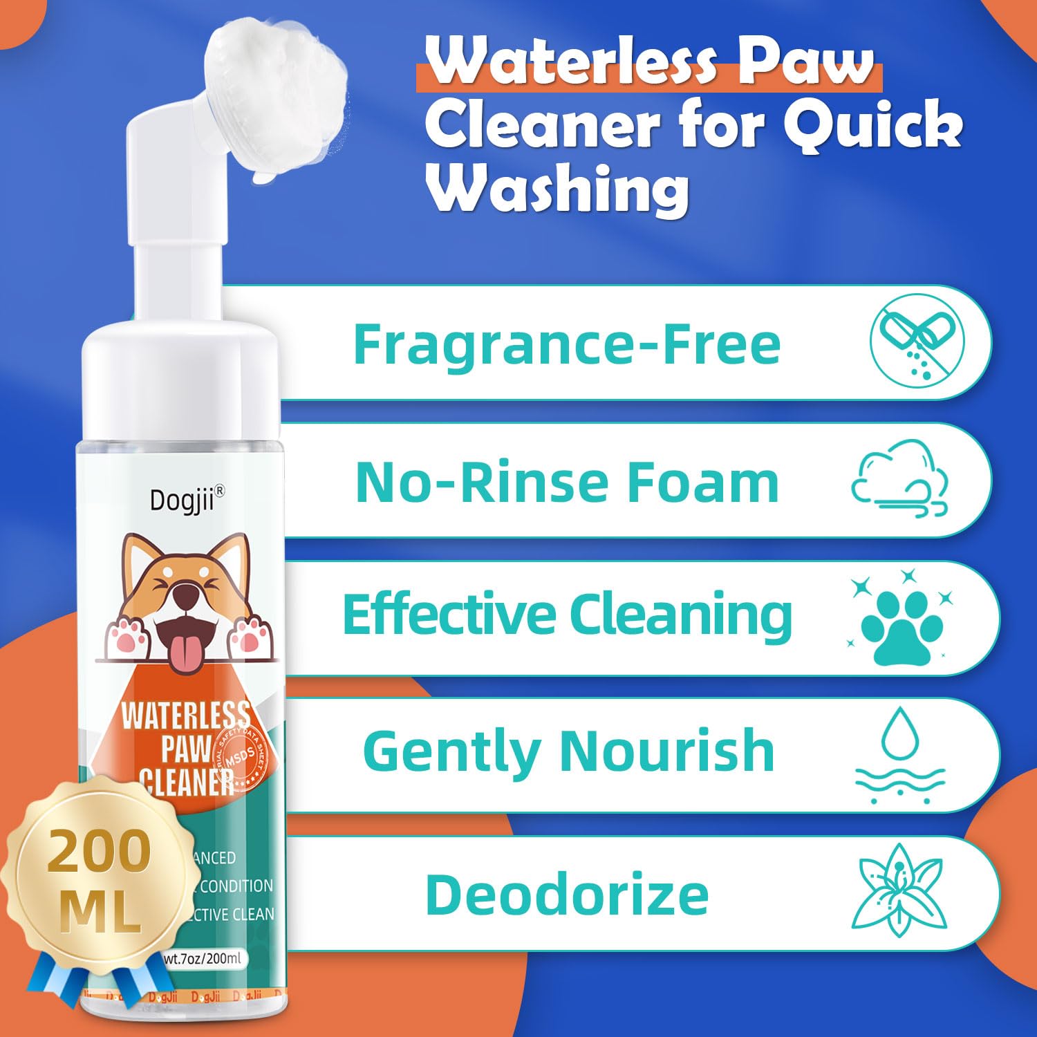 Dog Paw Care Kit | No-Rinse Paw Cleaner for Dogs & Cats (7 Fl Oz)| Paw Balm for Heal Dry Cracked Paws & Nose | Safe & Natural Foaming Feet Cleaner with Silicone Brush Dogs