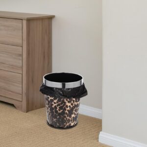 AOKWAWALIY Bathroom Trash Can Garbage Container Bin Kitchen Trash Can Trash Can Bedroom Trash Bin Garbage Can Plastic Container Practical Trash Can Stainless Steel Car Leopard Print Office