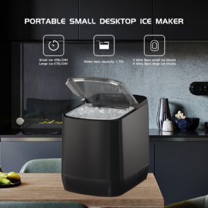 Ice Maker Countertop with Self-Cleaning, Bullet Ice Fast Making in 3.5 Mins, Compact Ice Machine with Ice Scoop/Basket, Perfect for Home Kitchen Party Camping Bar Office Outdoor RV