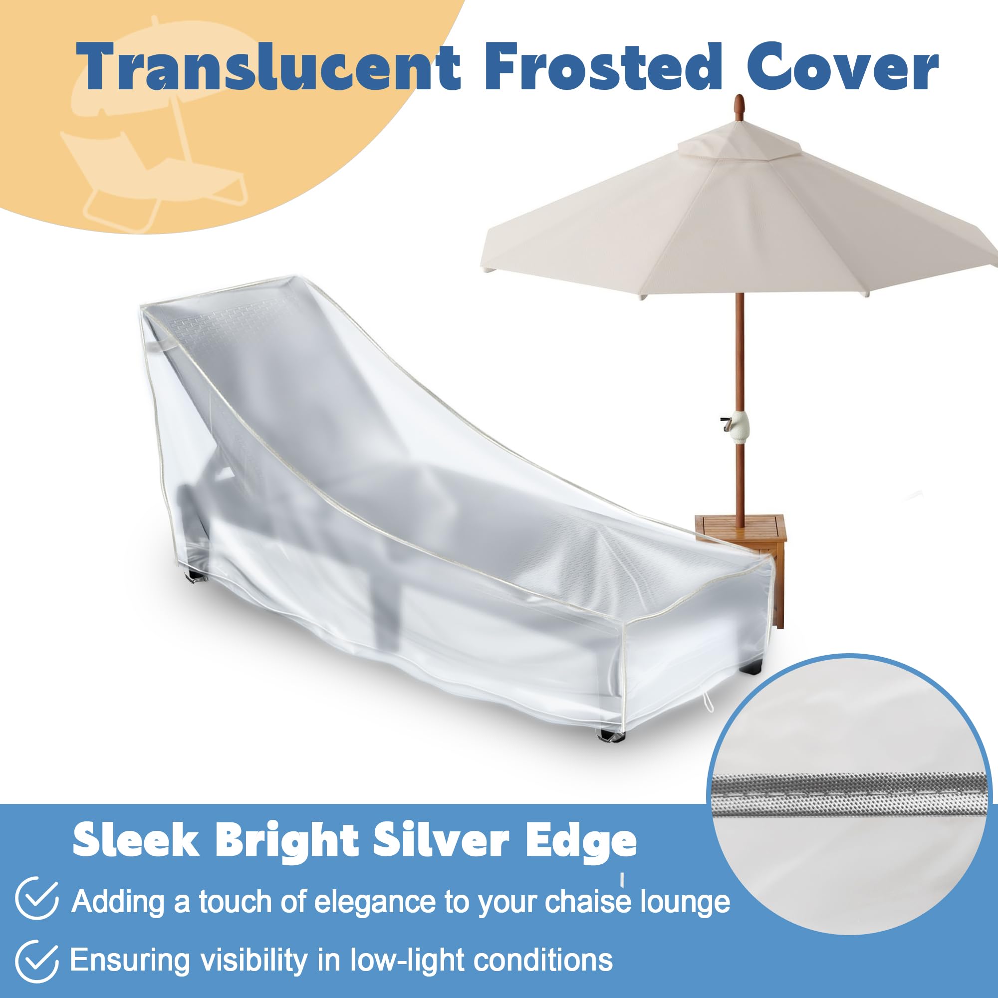 IndigoTempest9 Patio Chaise Lounge Covers, PVC Outdoor Furniture Covers, Pool Lounge Chair Cover, 2 Pack (Frosted, 76L x 32W x 32H inches)