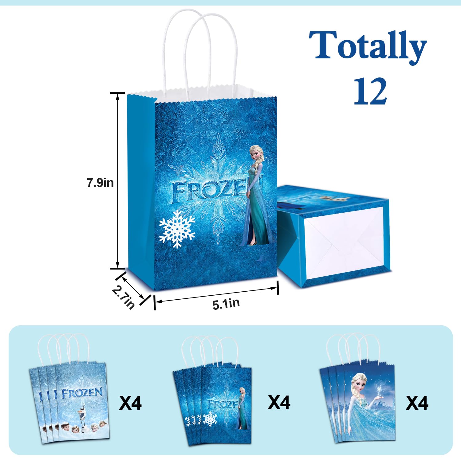 yaxundabcg Ice and Snow Queen Princess Party Bags for Birthday Party Supplies | Froze Princess Birthday Decorations Magic Princess Themed Party Gift Bags Party Favors Bags(12PCS).