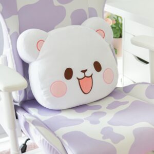 Milkmochabear Official Milk Head Cushion Authentic Merchandise 15" inch Super Soft Plush Decorative Throw Pillow White Bear Character Cute Adorable Home Bedroom Office Decor Polyester Spandex