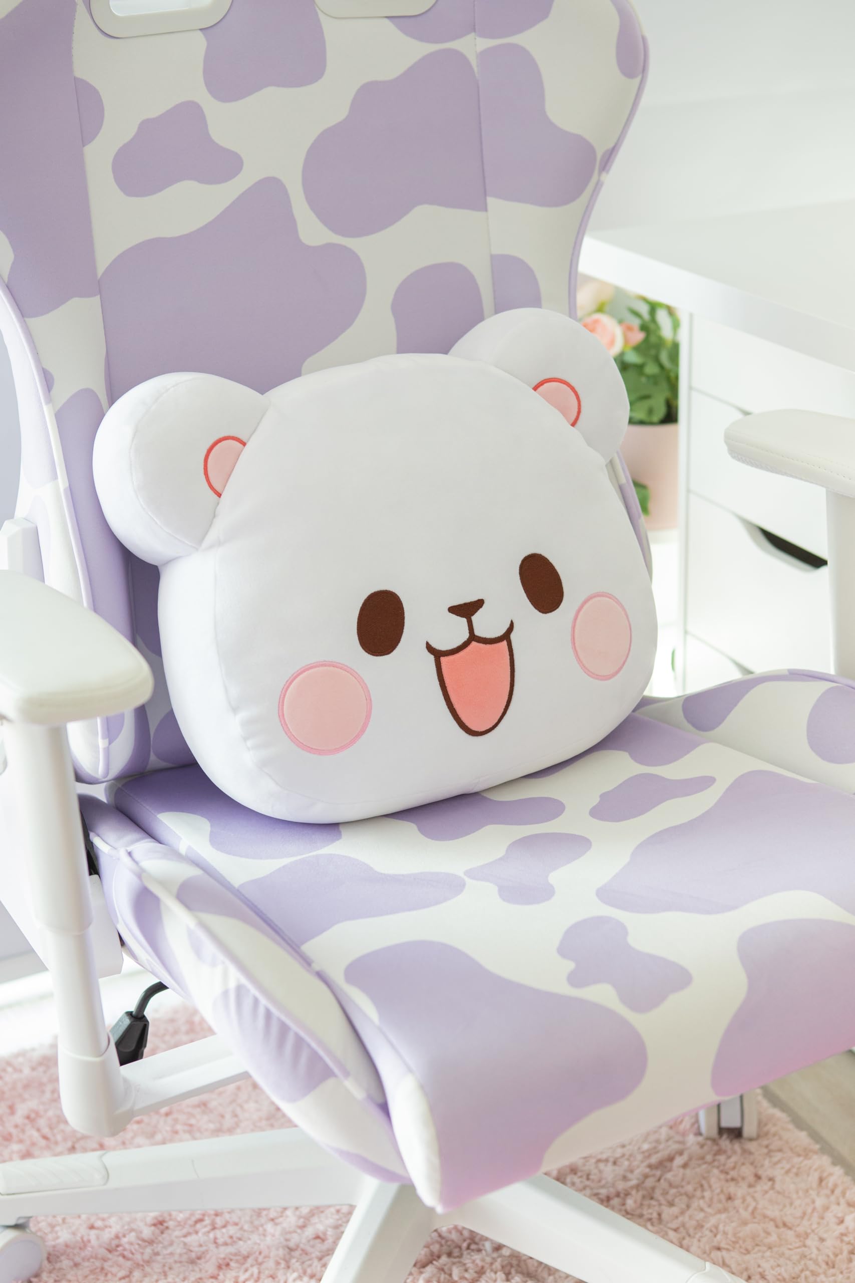 Milkmochabear Official Milk Head Cushion Authentic Merchandise 15" inch Super Soft Plush Decorative Throw Pillow White Bear Character Cute Adorable Home Bedroom Office Decor Polyester Spandex