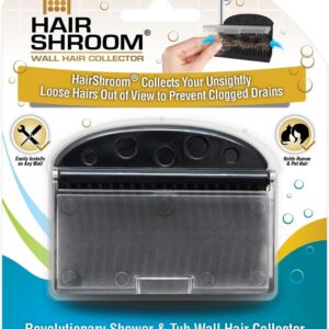 HairShroom Reusable Shower & Bathtub Wall Hair Catcher Hair Grabber Snare for The Hidden Storage of Wet Hair to Prevent Clogged Drains, Black