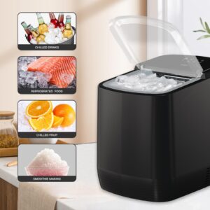 Ice Maker Countertop with Self-Cleaning, Bullet Ice Fast Making in 3.5 Mins, Compact Ice Machine with Ice Scoop/Basket, Perfect for Home Kitchen Party Camping Bar Office Outdoor RV