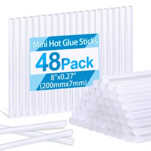 phinus 48 pack mini hot glue sticks, 8" long x 0.27" diameter clear glue sticks for glue gun, eva clear glue gun sticks, hot glue gun sticks for diy craft sticky projects & more