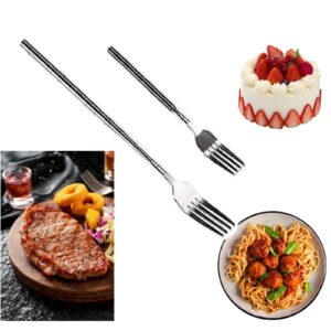 1 Pack Extendable Fork Telescopic Fork Extendable Stainless Steel Retractable Fork Ideal for Dinner Fruits and Desserts Rust-Resistant and Durable BBQ Utensil with Extendable Handle Dinner Fork