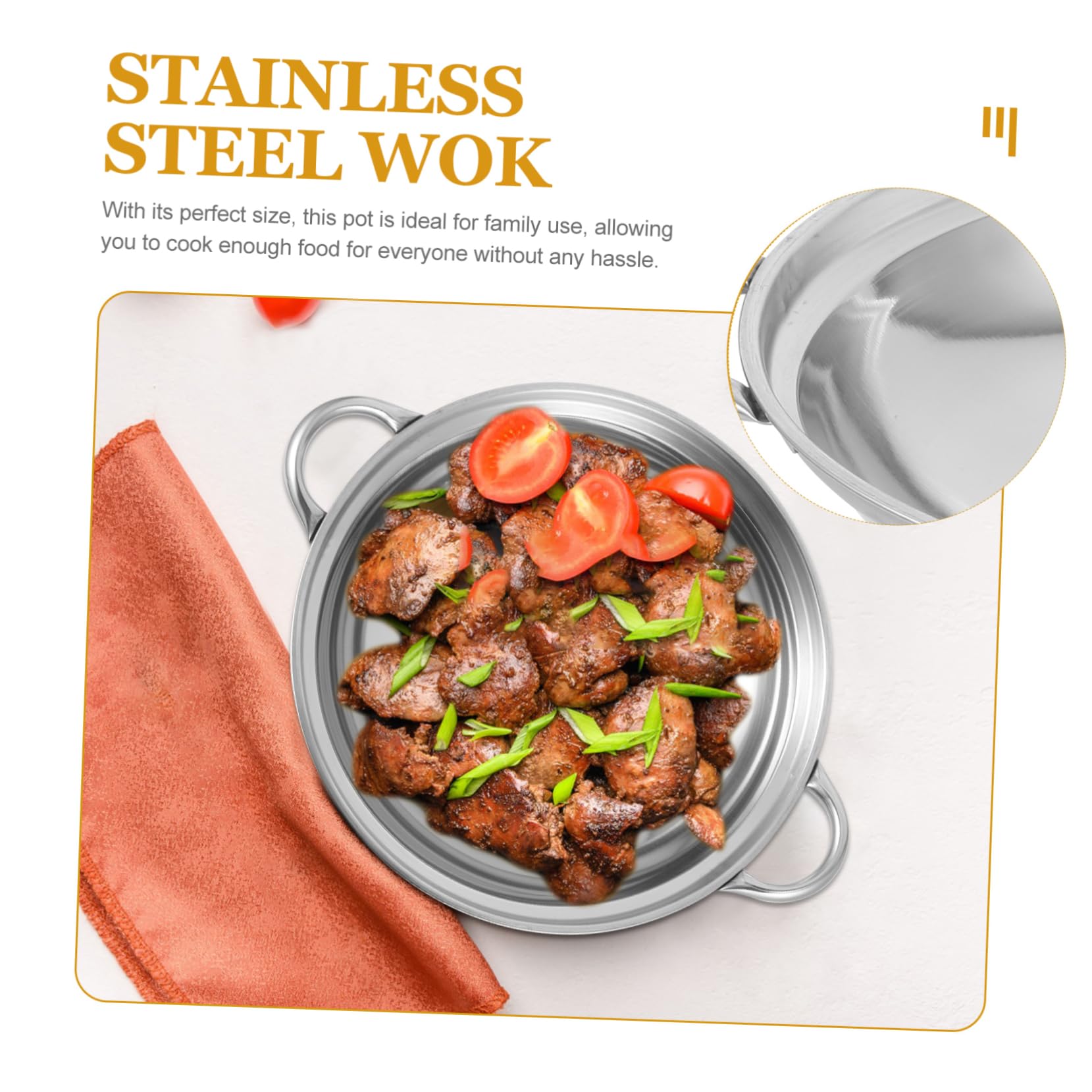 Cabilock Dry Pan with Lid Nonstick Pan Nonstick Wok Pan Paella Cooking Pan Stir Fry Skillet Wok Skillet Reheating Pot Stewpot Skillet Pow Pan Stainless Steel Pans Korean Pot Mini China