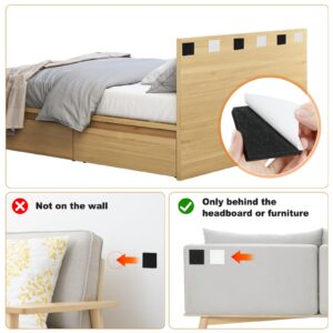 Anti Shake Headboard Stoppers for Wall, 20Pcs Wall Protector from Furniture, Bed Noise Stoppers, Headboard Bumpers to Prevent Hitting Wall,Square EVA Headboard Stabilizer Pad(Black+White)