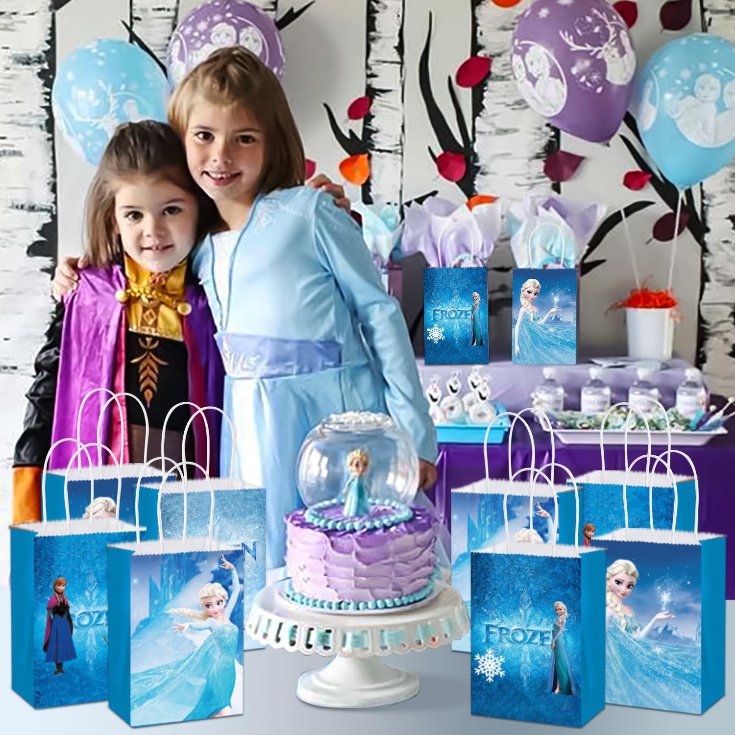 yaxundabcg Ice and Snow Queen Princess Party Bags for Birthday Party Supplies | Froze Princess Birthday Decorations Magic Princess Themed Party Gift Bags Party Favors Bags(12PCS).