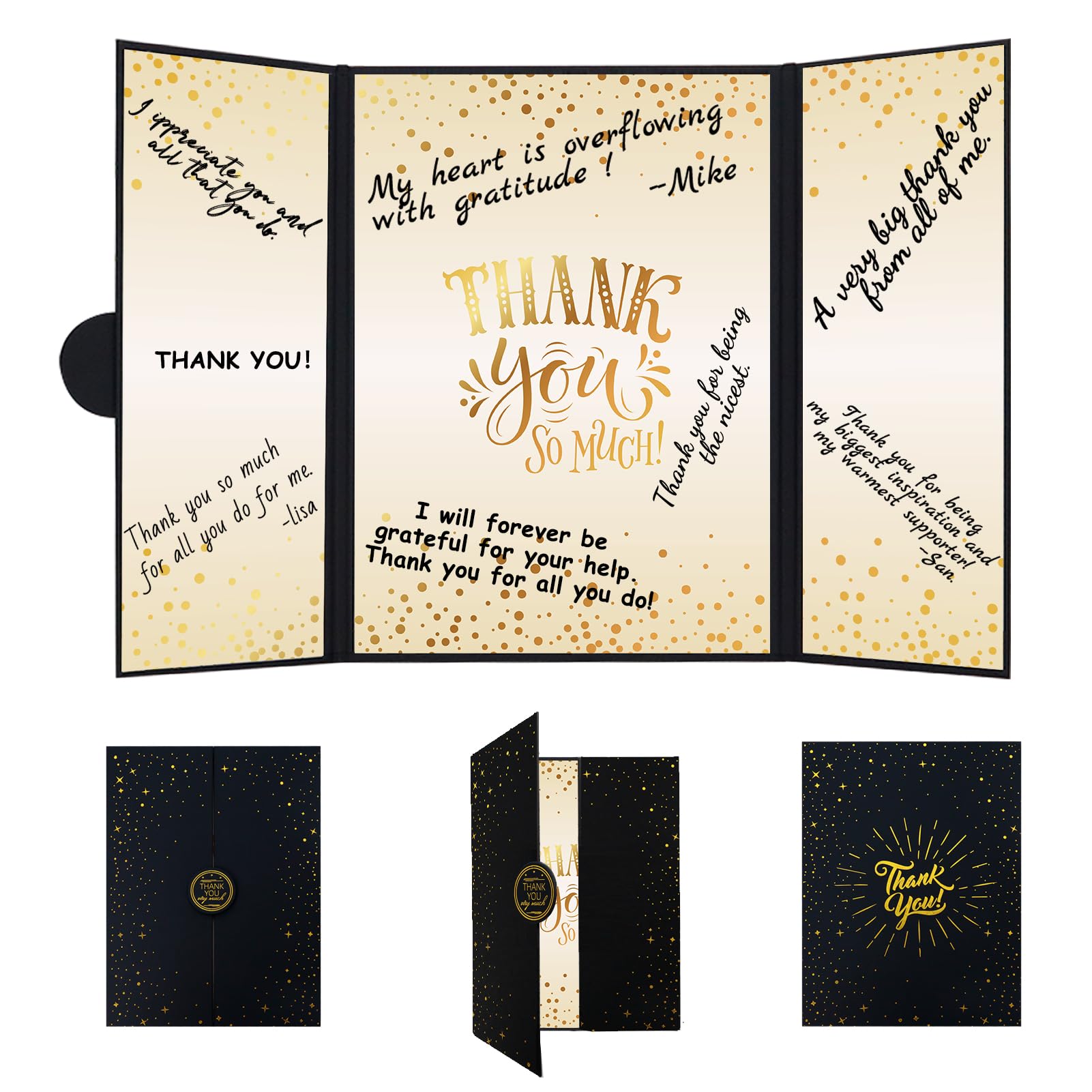 Vlipoeasn Thank You Card Guest Book Alternative, Black Gold Thank You All You Do, Thank You Sign,Graduation Retirement Office Party Decor, Thanks to Staff Teacher Professor Doctor Nurse Decoration