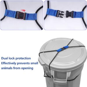 MANOPAWS 2 Set Trash Can Lock, Doggy Dare Trash Can Lock with 2Pcs Reflective Tape, Garbage Can Locks Heavy Duty Rubber Bands for Raccoons Hamsters Dogs Animals, Fits 30-50 Gallon Trash Cans