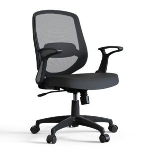 qoroos mesh swivel desk office chair black ergonomic computer task chair with adjustable lumbar support and height, flip up arms