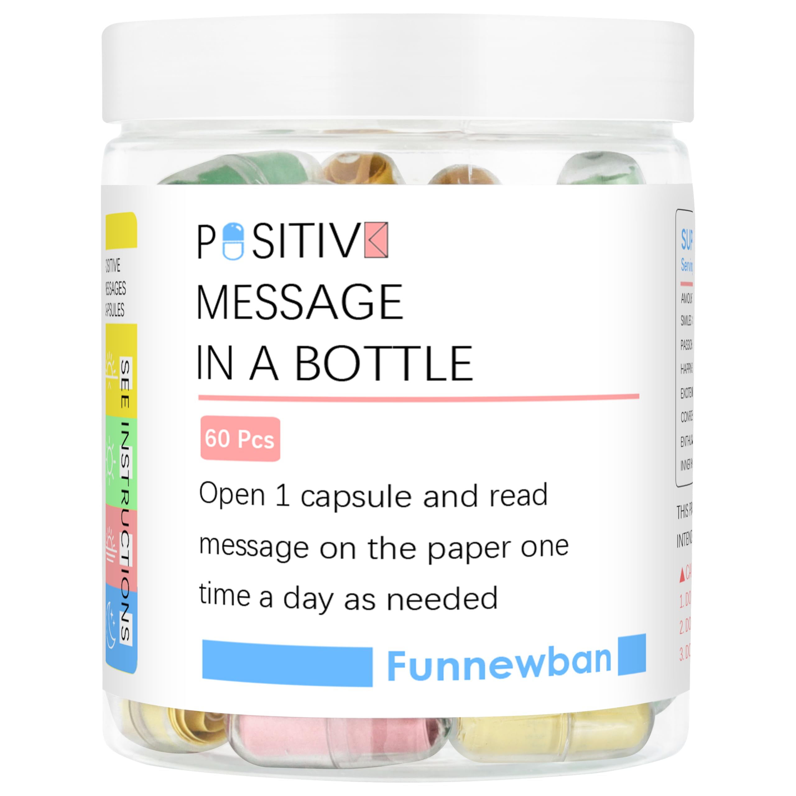 Funnewban Positive Affirmations Gifts for Women 60 Positive Messages in a Bottle, Stress Relief Gift for Men Daily Self Care Kit for Relaxation Meditation Mindfulness