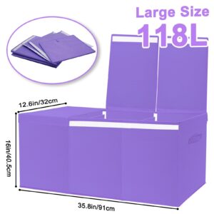 Pantryily Extra Large Toy Box for Girls Boys - Collapsible Toy Chest Boxes Organizers and Storage for Nursery,Playroom,Office (Violet) 35.8"x12.6"x16"