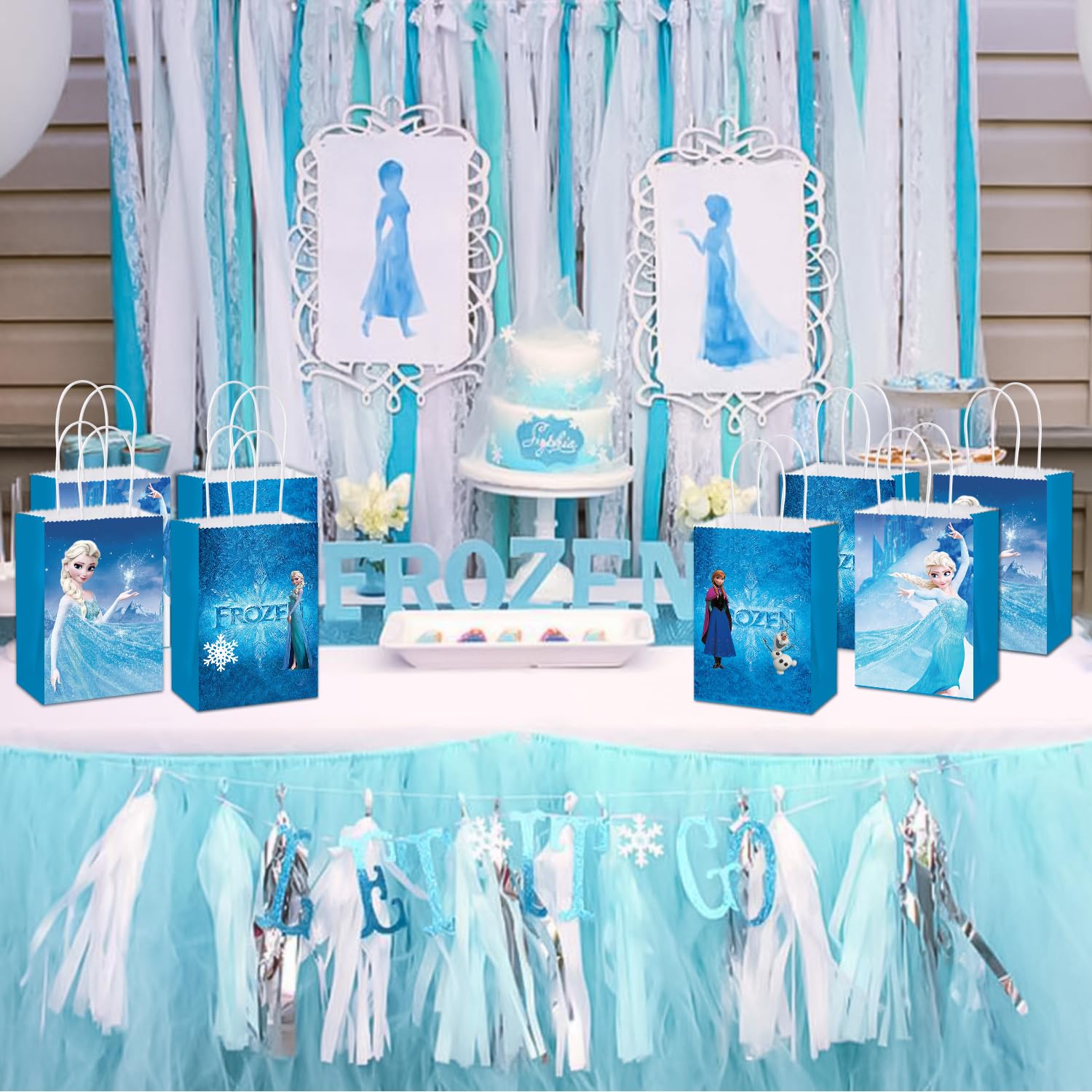 yaxundabcg Ice and Snow Queen Princess Party Bags for Birthday Party Supplies | Froze Princess Birthday Decorations Magic Princess Themed Party Gift Bags Party Favors Bags(12PCS).