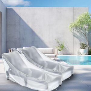 IndigoTempest9 Patio Chaise Lounge Covers, PVC Outdoor Furniture Covers, Pool Lounge Chair Cover, 2 Pack (Frosted, 76L x 32W x 32H inches)