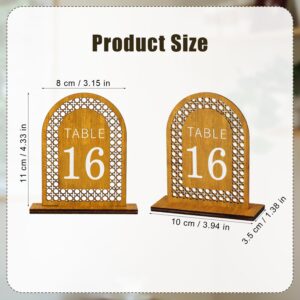 20pcs Wooden Table Numbers, Rattan Arch Table Numbers 1-20 Wedding Reception Table Numbers with Stands for Wedding Banquet Restaurant Party Decor