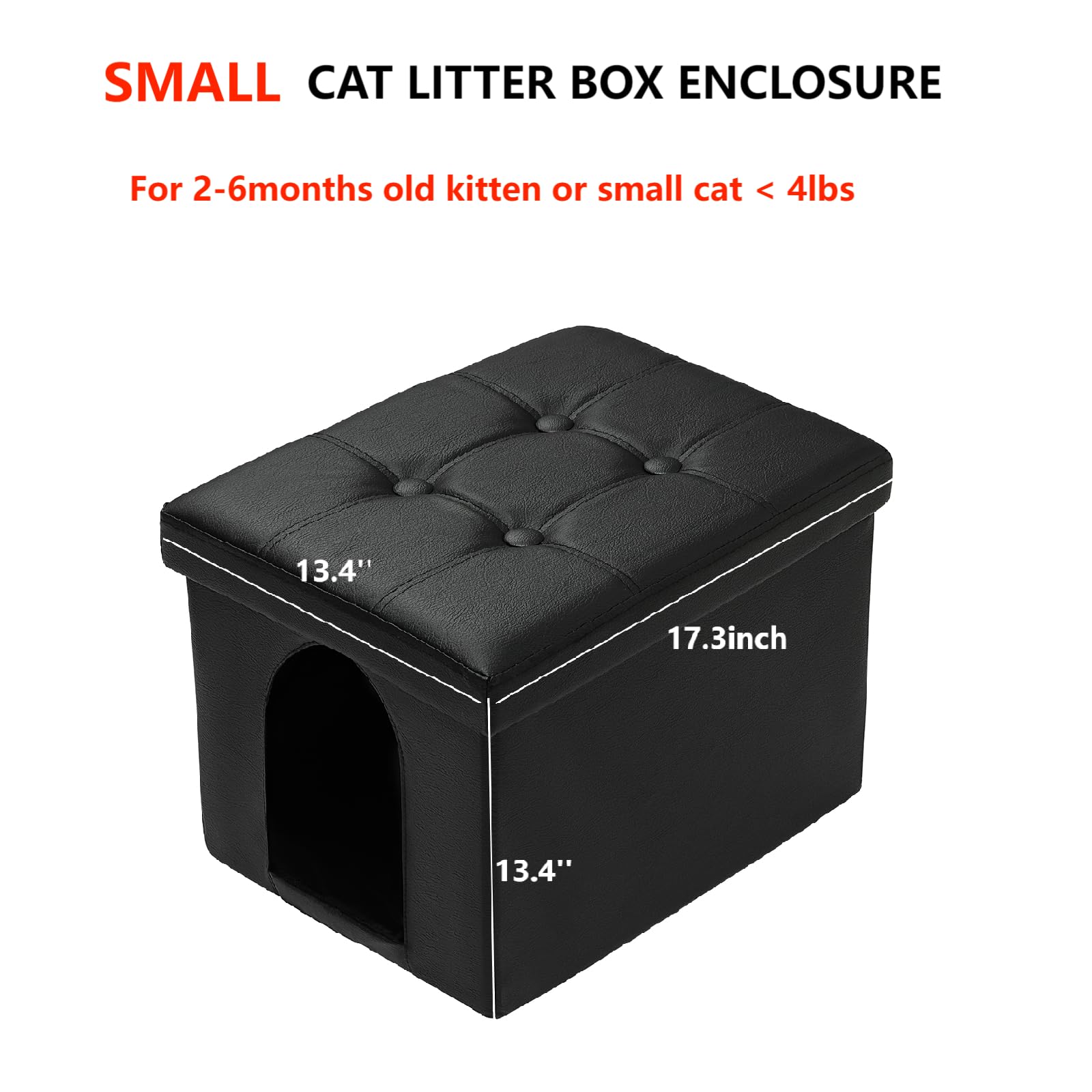 MEEXPAWS Cat Litter Box Enclosure Furniture Hidden for Small Cat, Cat Washroom Bench Cabinet |16 x 12x13 in| Dog Proof | Waterproof Inside | Easy Clean Assembly | Odor Control | Litter Box Not Include