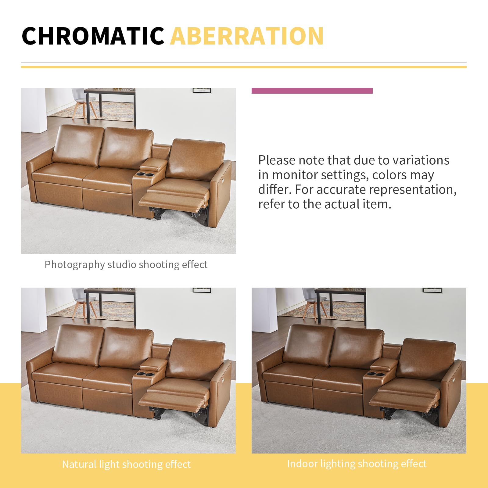 AMERLIFE Reclining Sectional Sofa, Power Recliner Sofa with Single Right Recliner, Loveseat Recliner Couch with USB Port, Leather Modular Sofa for Living Room