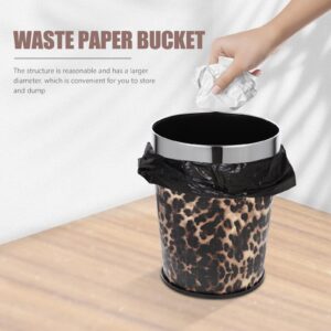 AOKWAWALIY Bathroom Trash Can Garbage Container Bin Kitchen Trash Can Trash Can Bedroom Trash Bin Garbage Can Plastic Container Practical Trash Can Stainless Steel Car Leopard Print Office