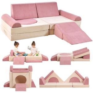 hahasole kids couch, 12pcs modular kids play couch, toddler couch for playroom, convertible kids foam climbing play set, imaginative creative play sofa for boys & girls, play couch for toddlers