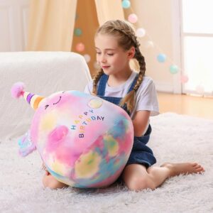 24 lnch Happy Birthday Axolotl Stuffed Animal Birthday Plush Toy Plushies Pillow Soft Plushie Doll Gifts for Girls Boys Christmas Decoration