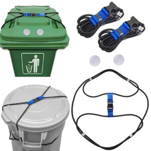 manopaws 2 set trash can lock, doggy dare trash can lock with 2pcs reflective tape, garbage can locks heavy duty rubber bands for raccoons hamsters dogs animals, fits 30-50 gallon trash cans