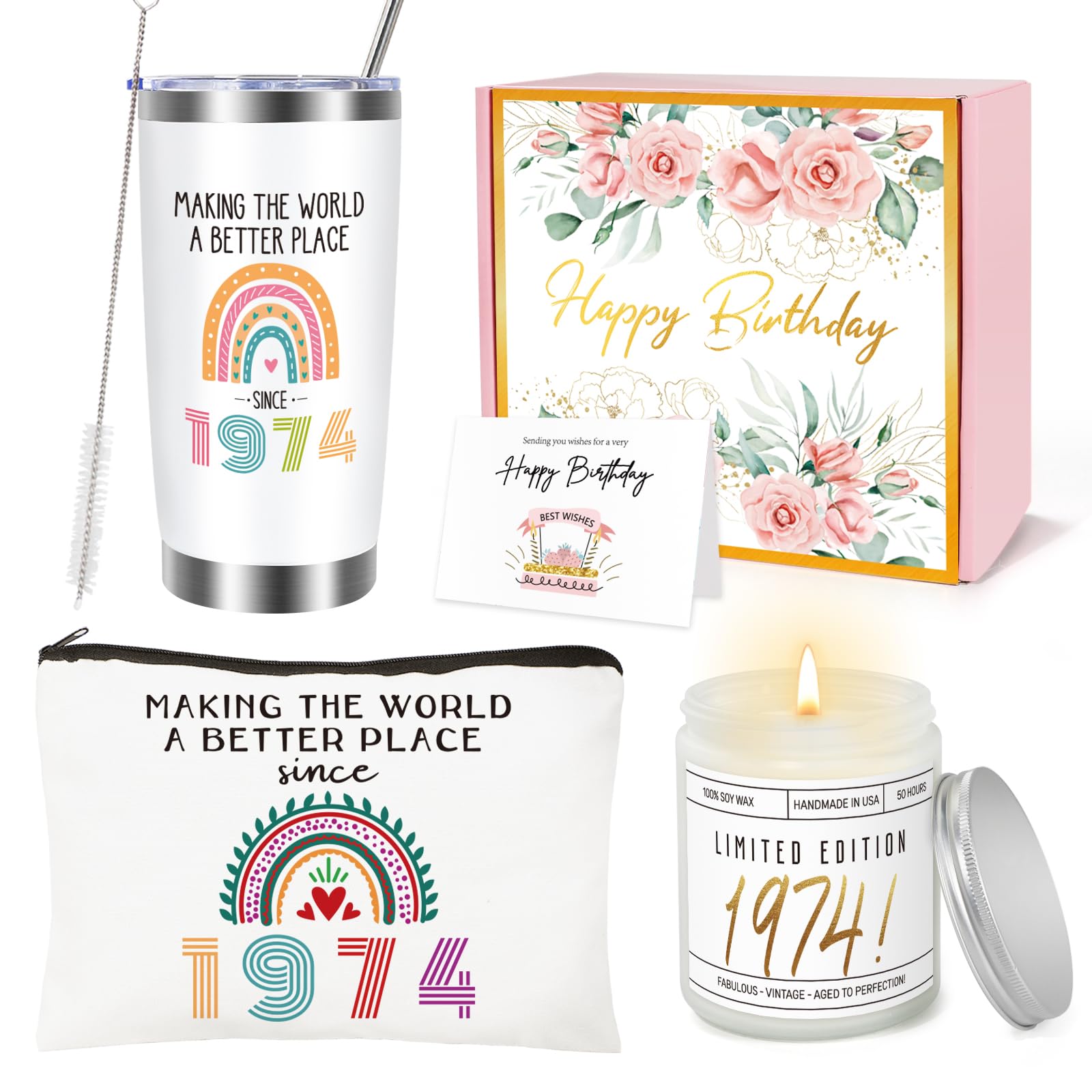 50th Birthday Gifts for Her, 50th Birhtday Gifts for Women, Women 50 Gifts, 50th Gift Baskets, Unique Funny 50th Birthday Ideas, 50 Years Old Gifts for Sister Friend Mom Wife Coworker Born in 1974