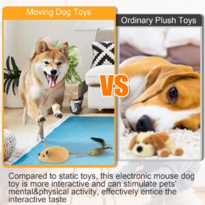 Mity rain Interactive Dog Toys, Fake Mouse Moving Dog Toy with Automatic Sensor, Dog Mouse Toy with Realistic Sound & Extended Tail, Automatic Dog Toy for Cats Dogs Pet, Squeaky Dog Toys Yellow