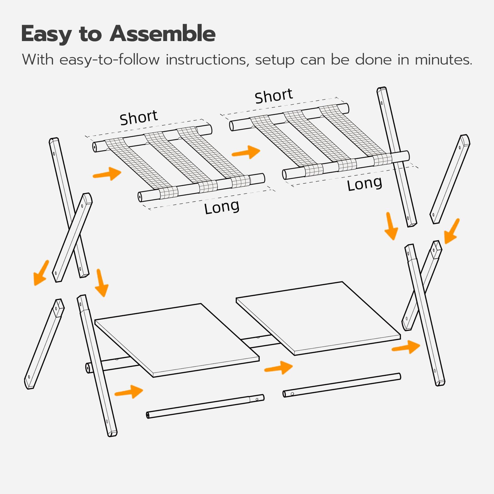 HOOBRO Folding Luggage Rack, Suitcase Stand Holder with Wooden Storage Shelf, Holds up to 110 lb, 27.2 x 15.7 x 24 Inches, for Guest Room, Bedroom, Closet, Hotel, Rustic Brown and Black BF68XL01G1