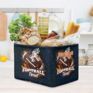 Storage Basket American Football Storage Bin Large Fabric Toys Storage Box with Handles Collapsible Closet Shelf Cloth Organizer Basket for Nursery Bedroom, 2 Packs