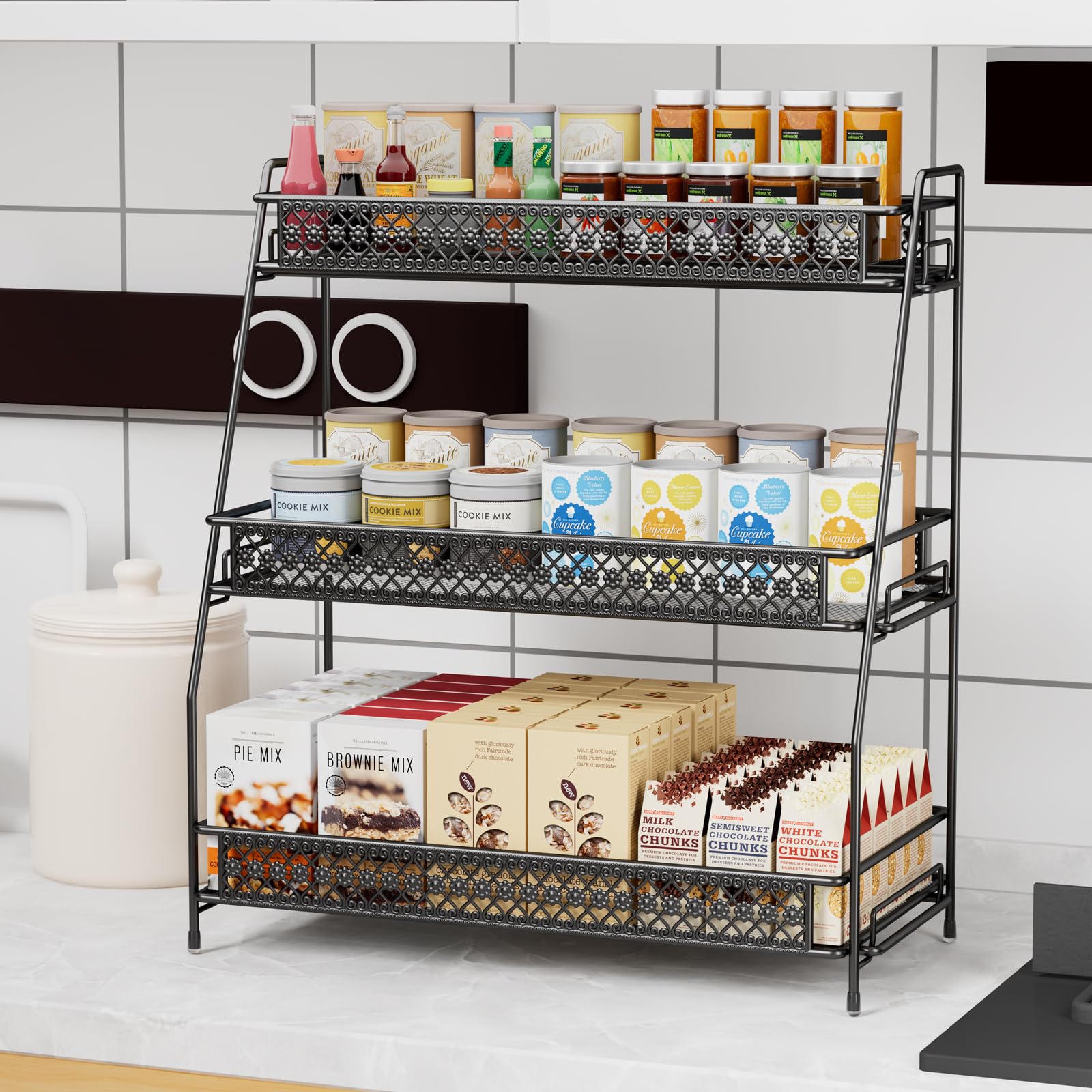 Bridgify Spice Rack Organizer for Cabinet, Bathroom Organizer Countertop, Bathroom Counter Organizer Kitchen Countertop Organizer Bathroom Vanity Organizer