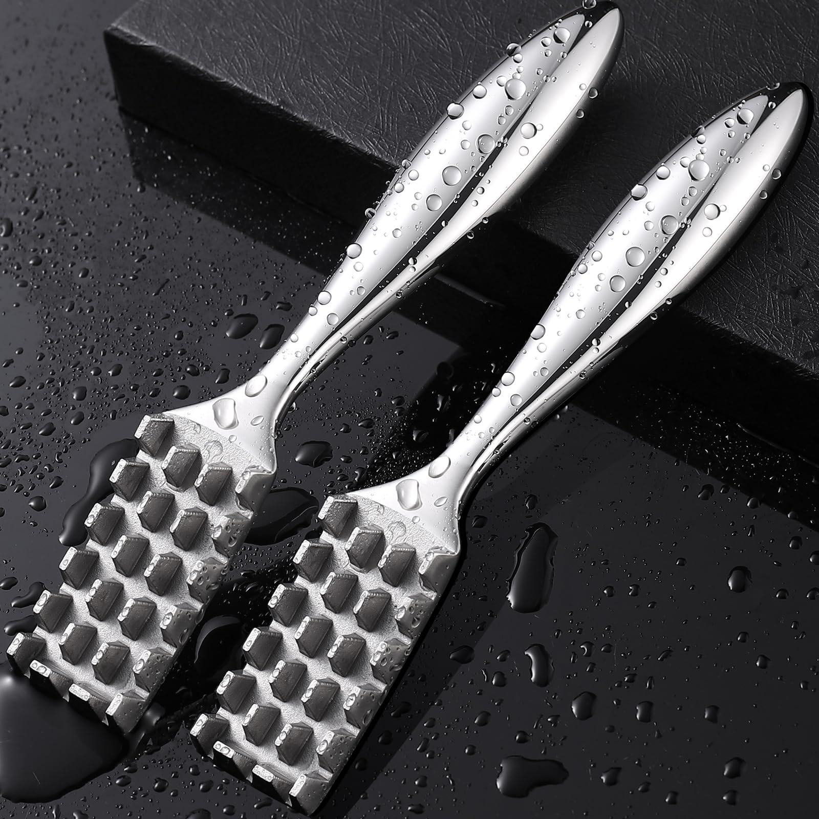 SUCCFLY Fish Scaler Tool 2 Pack, Premium Fish Descaler Stainless Steel Integrated Casting, Heavy Duty Fish Scaler Remover No Mess with Wedge-shaped Sawtooth Ergonomic Handle, Easily Remove Fish Scales