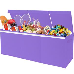 pantryily extra large toy box for girls boys - collapsible toy chest boxes organizers and storage for nursery,playroom,office (violet) 35.8"x12.6"x16"