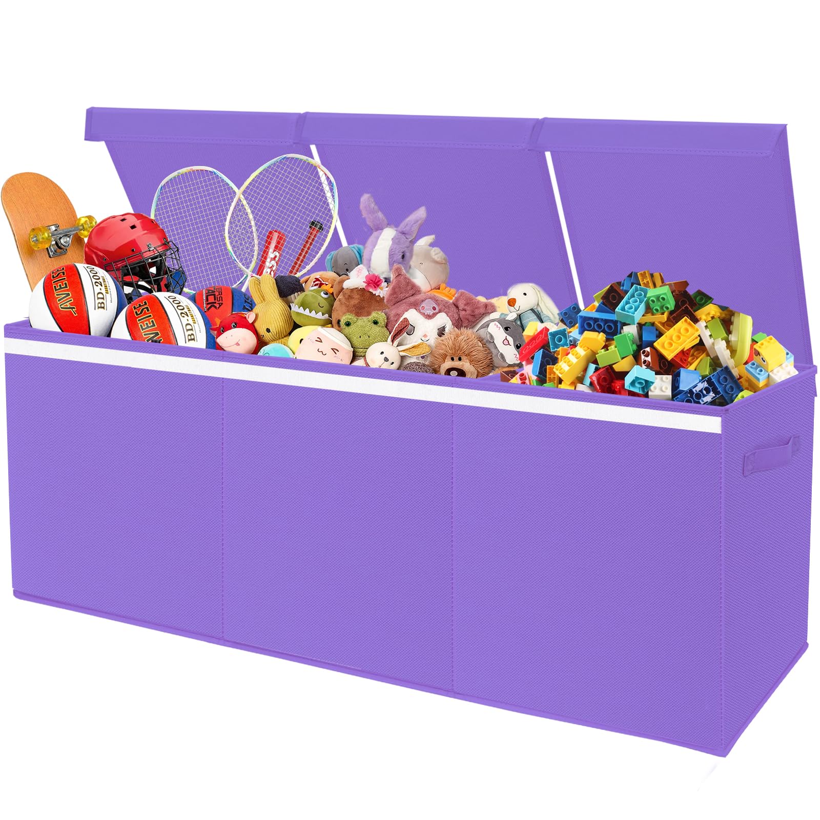 Pantryily Extra Large Toy Box for Girls Boys - Collapsible Toy Chest Boxes Organizers and Storage for Nursery,Playroom,Office (Violet) 35.8"x12.6"x16"